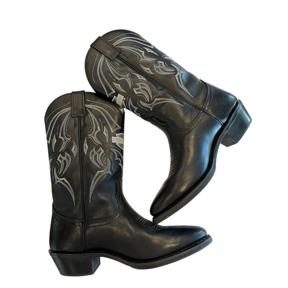 Harley Davidson Boots Leather Cowboy Western Mens Sz 9 WIDE  Black - Picture 7 of 14